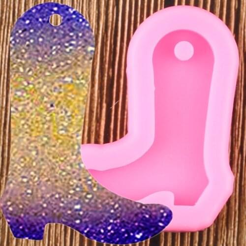 Shiny Cowboy Boot Silicone Mold for Key Chain Moulds High Heels Shoes Polymer Clay DIY Jewelry Pendant Making Epoxy Resin Molds