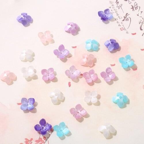 10pcs Imitation Shell Plastic Hydrangea Petals 14mm Flower Shape Spacer Beads For Jewelry Making Hairpin Bracelet Accessories
