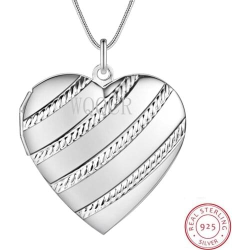 925 Sterling Silver Heart Shaped Tag Pendant Necklace Womens Mens 18-inch Chain Wedding Engagement Party Jewelry
