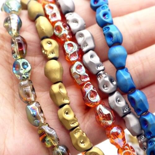 Cheap Chinese Crystal Beads For Craft Jewelry DIY 80pcs/lot 10*8mm Skull Shape Loose Spacer Bead Straight Hole Charm