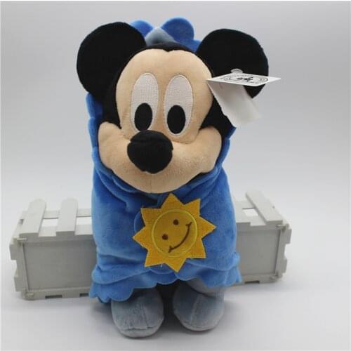28cm Disney Baby Mickey Mouse With Blanket Plush Toys Stuffed Soft Doll For Boy Children Birthday Gift