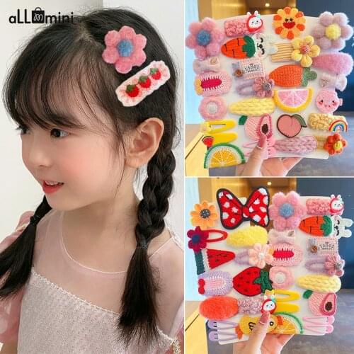 Children Hair Clips Cute Cartoon Flower Fruit Bow Ornament Hairpin Kids Lovely Barrettes Baby Girl Hair Accessories 2021 New