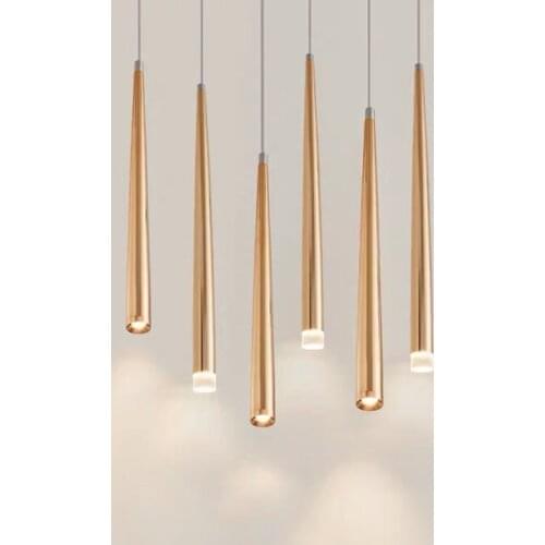 Thrisdar Long Conical Pendant Lights Modern Individual Creative Long Tube Hanging Lamp For Dining Room Kitchen Resturant Cafe
