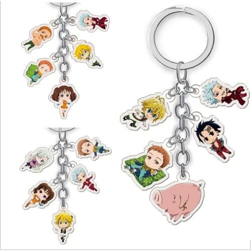 5-10pcs The Seven Deadly Sins Meliodas Liones Hawk Diane Ban Acrylic Figure doll pendant Keychain Anime Toys Bag Car KeyRings