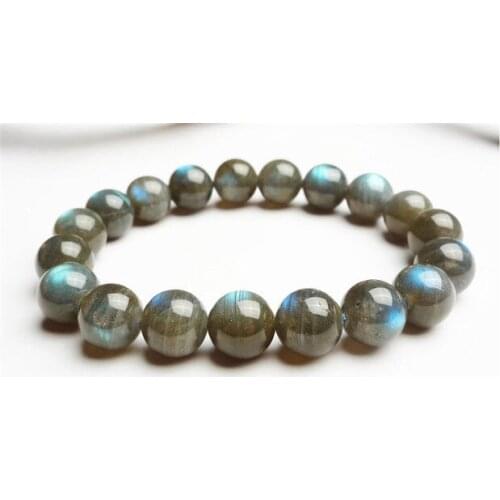 Natural Blue Light Labradorite Gemjade Bead Stretch Bracelet 9mm AAA