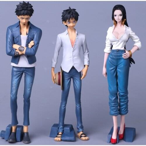 FigureCrazy Anime Monkey D Luffy Trafalgar Law Boa Hancock Jeans Lifestyle Scene PVC Action Figure Cosplay Collectible Model