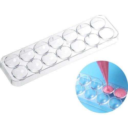 3D Polycarbonate Chocolate Molds 14 holes Half Ball Form Plastic Chocolate Mould Tray Transparent For Bakery Baking Pastry Tools