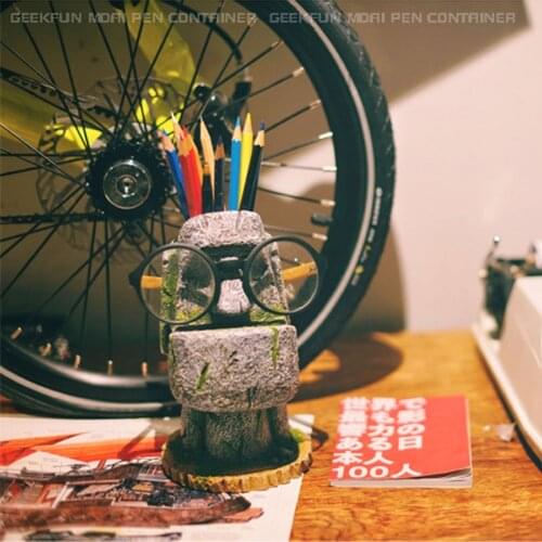 GEEKFUN Moai Pen Holder Pencil Box Easter Island Stone Creative Gift Container Storage Office Desktop Home Decoration