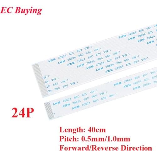 5pcs FPC/FFC 24P Ribbon Flexible Flat Cable Wire Pitch 0.5mm 1.0mm 40cm 400mm Length Forward Reverse Direction Connector