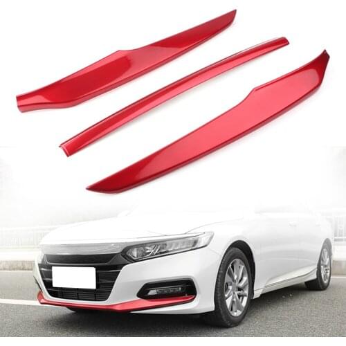 Glossy Red Front Bumper Lip Protector Cover Trim For Honda Accord 2018 2019 3PCS/SET ABS Car Accessories