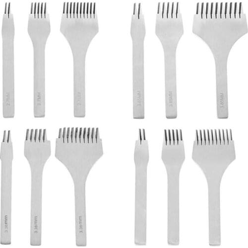 Hot XD-White Steel Flat Chisel Leather Craft Tools Hole Punch Kit Diy Tool 2 Prong/5 Prong/10 Prong