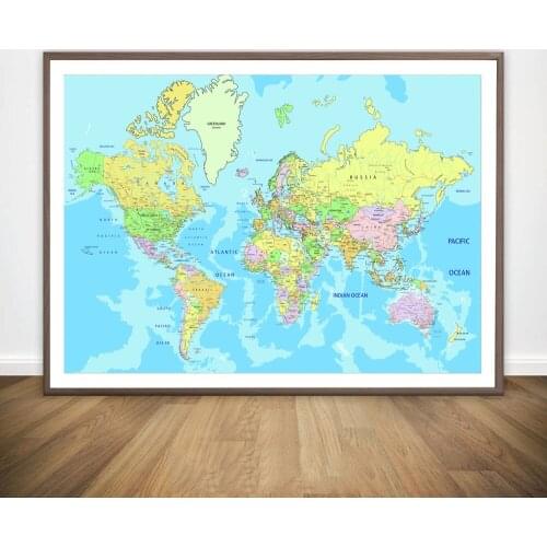 World Map Poster Art Canvas Print Home Childrens Bedroom The Wall Picture Decorator