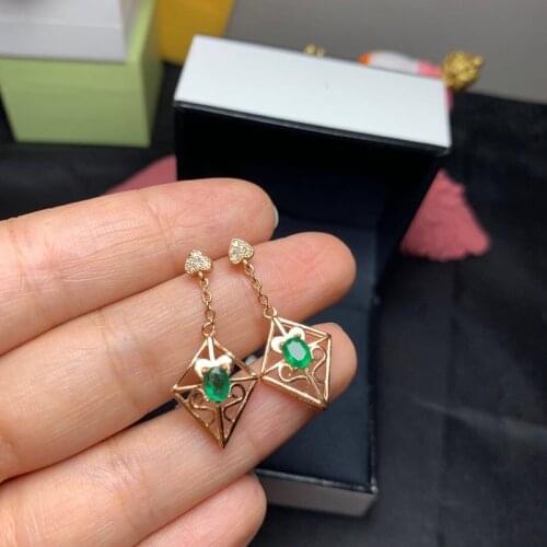 Classic Vintage Drop Earrings for Woman with Simulation Oval Natural Emerald Gemstones Wedding Ladies Jewelry Gift
