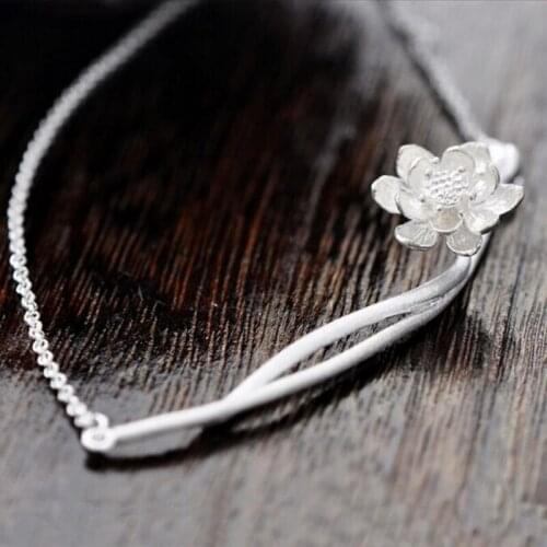 Personality Hot Popular Classic Lotus Creative 925 Sterling Silver Jewelry Exquisite Clavicle Chain Pendant Necklaces N076