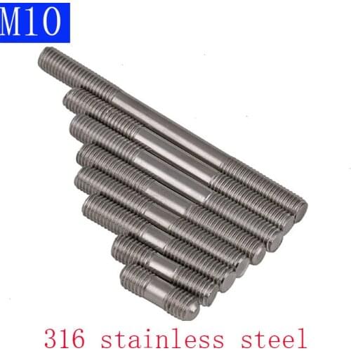 M10 -1.5 40mm - 150mm Double End Thread 316 Stainless Steel Tight Adjustable Push Rod Stud screws bolts