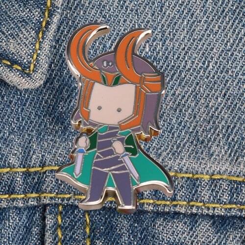 LT1158 Loki Cute Cartoon Enamel Pin Brooches Bag Lapel Pin Cartoon Holiday Badge backpacks Decoration Jewelry Gift Accessories