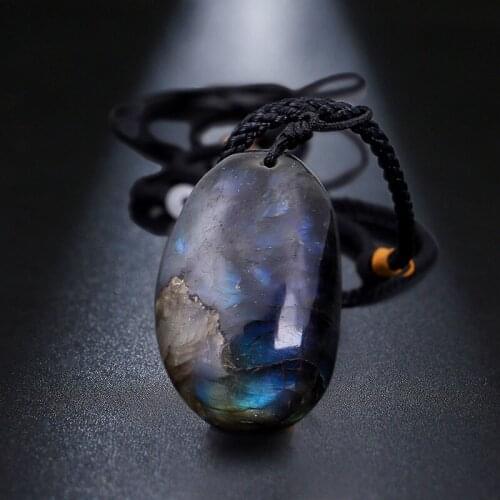 New Natural Irregular Labradorite Pendant Necklaces Random Shaped Energy Stone Healing Buddha Lucky Necklace Moonstone Women Men