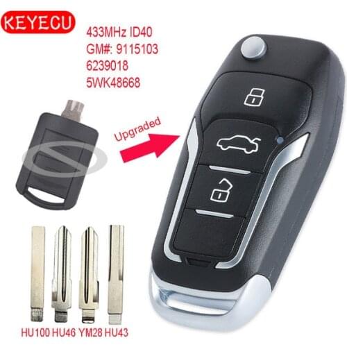 Keyecu Upgraded Flip Remote Car Key Fob 2 Button 433MHz ID40 Chip for Opel Corsa C Meriva A Tigra B TWIN TOP 5WK48668