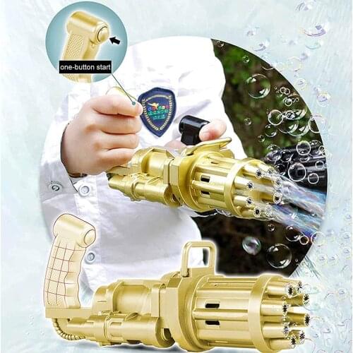 Bubble Gun Gatling Blowing Bubble Toys 8-Hole Electric Automatic Bubble Machine for Kids Pool Beach Party Outdoor Activity