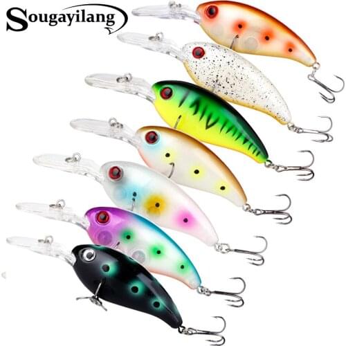 Sougayilang 7pcs 14g 12.2cm Hard Fishing Lure Crankbait Lake River Fishing Bait Long Tongue Double Hookds Minnow Floating Lure