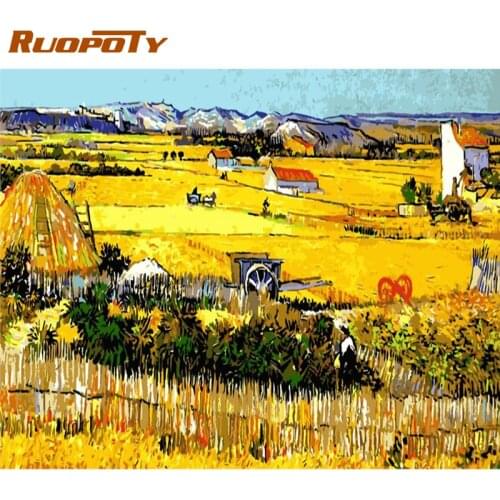 RUOPOTY Frame Harvest DIY Painting By Numbers Landscape Acryli Paint Picture By Numbers Wall Art Decors Handpainted Diy Gift