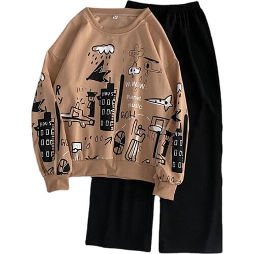 2021 autumn Two Piece Set Tracksuit Women Top+Pant Suits harajuku casual loose thin Hoodie Pullover Sweatshirt student Suit Sets