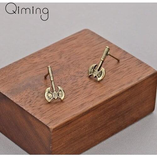 Perun Axe Slavic Earrings For Women Hatchet Gold Bronze Soldiers Warrior God Peruns Big New Stud Retro Earrings Bijoux
