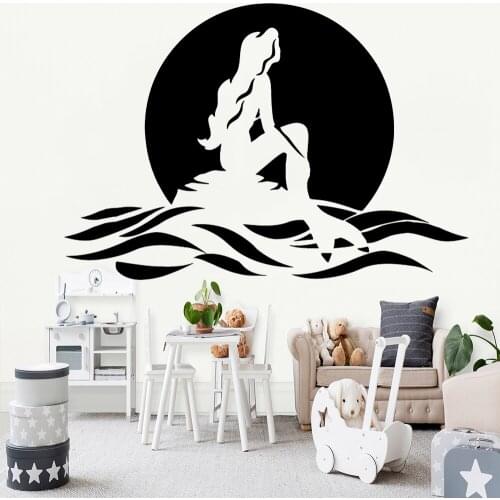 Mermaid Vinyl Wall Sticker Home Decor Nursery Kids Room Cartoon Ocean Waterproof Wall Decals Bathroom Artistic Decoration Y726