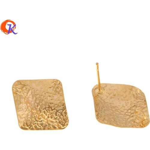 Cordial Design 50Pcs 17*17MM Jewelry Accessories/Hand Made/Earrings Stud/Genuine Gold Plating/Rhombus Shape/DIY/Earring Findings