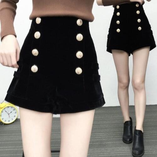 Shorts Women Black Shorts Womens Autumn And Winter High Waist Baggy Pants Ropa Mujer