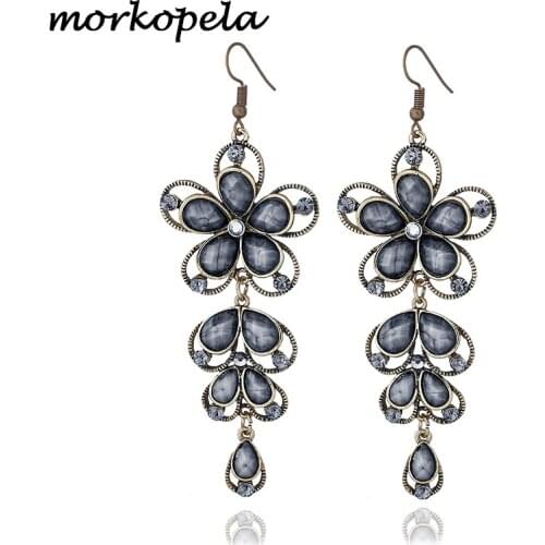 Morkopela Vintage Flower Drop Earring Jewelry Women Tassel Earrings Statement Earring Party Accessories
