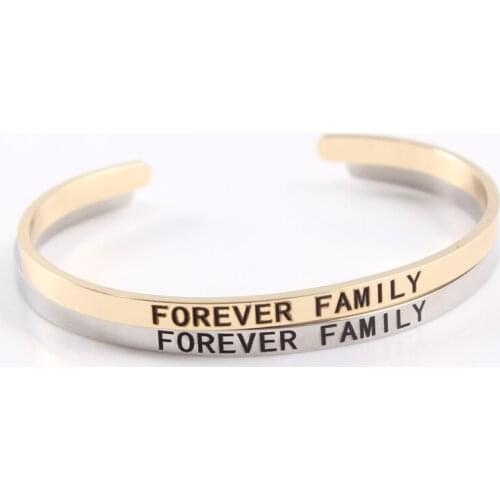 FOREVER FAMILY Fashion Sterling Silver Woman Cuff Bracelet Open Love Polishing Lucky Charm Bangle Vintage Party Jewelry Gifts