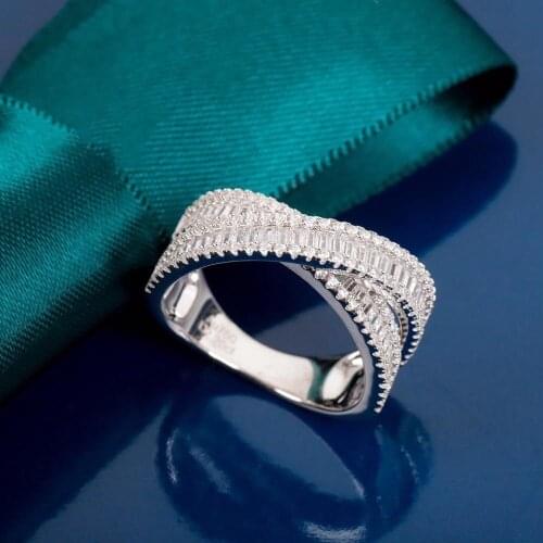 Top Quality Hot Sale Famous Brand Pure 925 Sterling Silver Party Jewelry For Women Cross CZ Europe Luxury Sweet Romance Rings