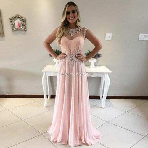 YNQNFS ED53 Vestidos Festa Robe de Soiree Chic Chiffon A-line Evening Ball Gowns Pink Party Formal Dress Long 2019