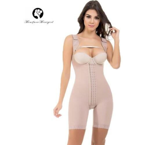 Women Firm Control Open Bust Full Body Shaper Plus Size Waist Tranier Shapewear Postpartum Slimming Bodysuit Fajas Colombianas