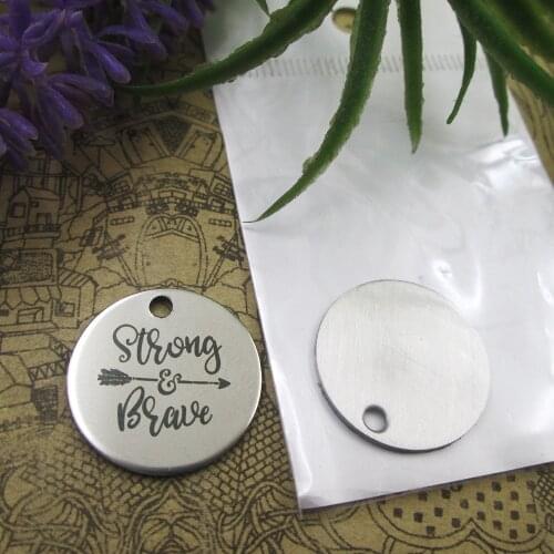 10pcs--"STRONG & BRAVE"stainless steel charms 5 styles for choosing DIY Charms for necklace bracelets