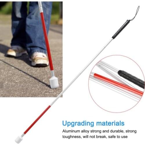 Folding Foldable Reflective Cane Crutch Portable Anti-Shock Guide Walking Stick Blind People 110cm