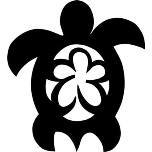 12.8cm*14.2cm Sea Turtle Flower Hawaii Car Sticker Car Accessories Decal