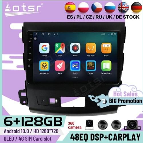 128G Carplay Multimedia Android Player For Mitsubishi Outlander 2006 2007 2008 2009 2010 2011 2012 GPS Radio Receiver Head Unit