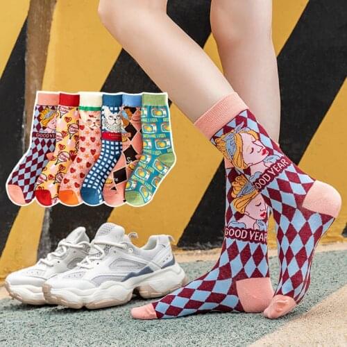 3/2/1pair Four Season Socks for Womens Short Socks Print Pattern Novelty Funny Socks High Quality Colorful Sock Ladies Female