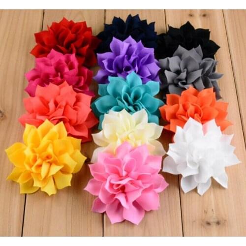 30pcs/lot Chiffon Lotus Flowers For Headbands Flat Back DIY Chirstmas Gift Headwear