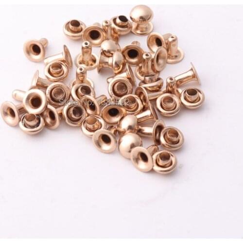 300 Sets /Lot metal 5*6mm light gold color round shape Metal Studs Garment Rivets Leather Craft