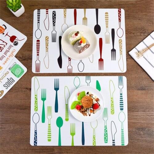 40*28cm Kitchen Accessories Printed Dining Table Mat PP Plastic Heat-insulated Tableware Non-Slip Placemat Waterproof Bowl Pads