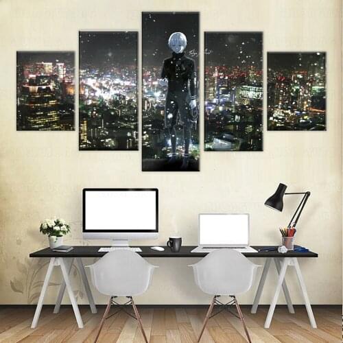 5 Pieces HD Print Canvas Painting Anime Ken Kaneki Tokyo Ghoul Modern Art Modular Frame Home Decor ChildrenS Room Unique Gift