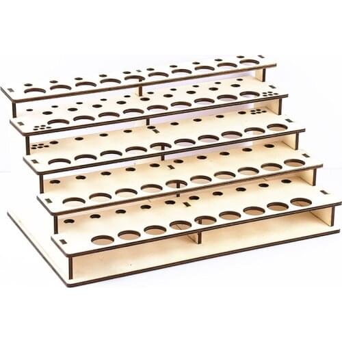 5 Layers Wooden Pigment Bottle Storage Organizer Drawing Storage Rack Color Paint Ink Brush Stand Rack Modular Holder 43 Holes