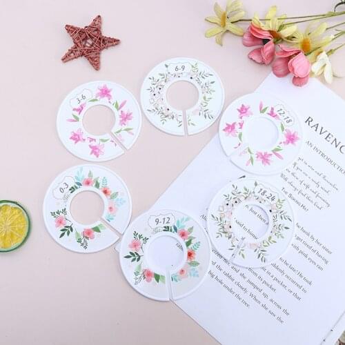 6pcs Flower Round Child Clothes Rack Size Dividers Plastic Hangers Ring Baby Garment Size Label Supplies