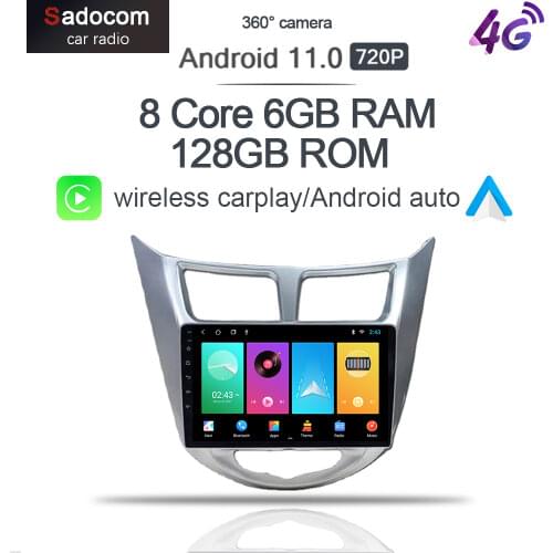 360 6GB+128GB Wireless Carplay DSP Android 10.0 Car DVD Player GPS Bluetooth Radio For Hyundai Verna Accent Solaris 2011-2015