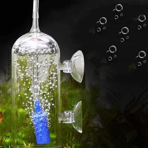 Aquarium Air Bubbler Glass Cup with Air Stone Stop Bubble Sputtering for Freshwater Fish Shrimp Tanks Planted Tanks