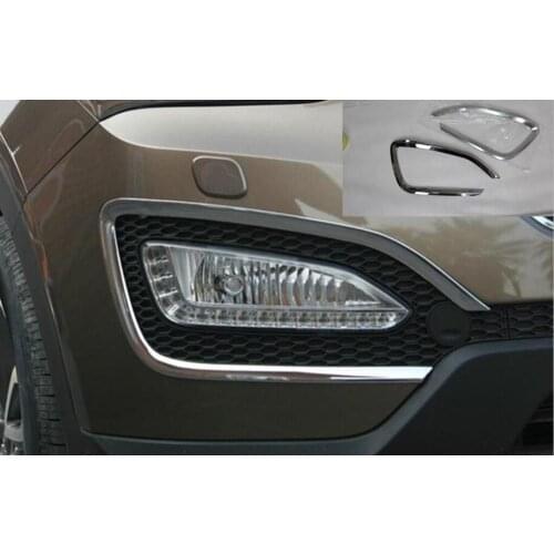 Car Styling For Hyundai Santa Fe ix45 2013 2014 2015 ABS Chrome Front Fog light Lamp Cover Trims Auto Protector 2Pcs