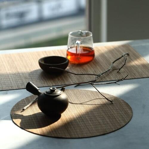 Japan Style bamboo tea mat KungFu tea set accessories tea tray mat coaster simple bamboo mat Zen tea table mat placemat